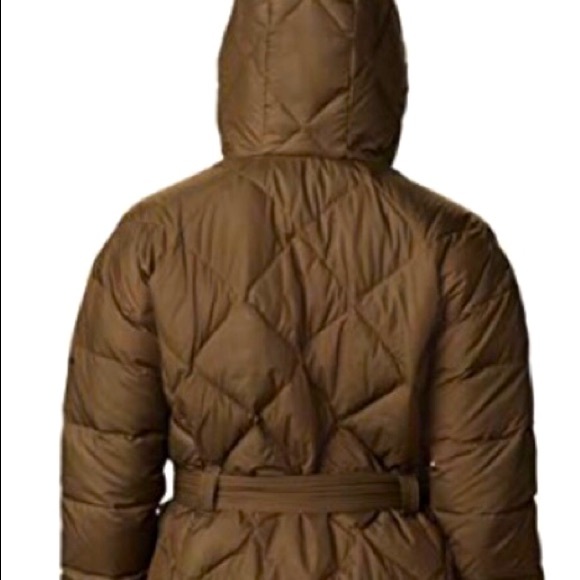 NWT COLUMBIA hooded jacket, brown short puffer parka with REMOVABLE BELT - Picture 5 of 7